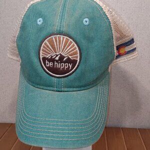 SOLD Be Hippy Legacy Snapback Hat Cap Teal Blue Off White Distressed  Adjustable